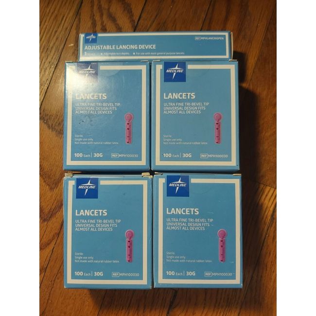 Lancets 30G -100ct Original 5 Blue Boxes Medline MPH100030 Sterile Free Lancing