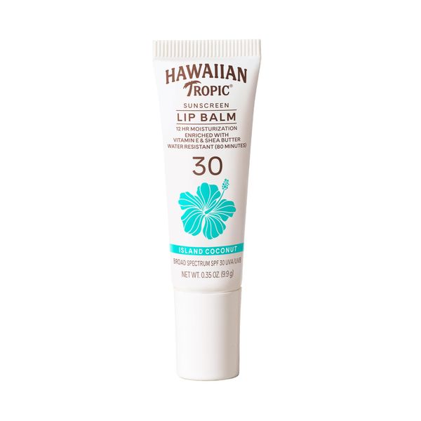 Hawaiian Tropic Lip Balm SPF 30 Island Coconut, 0.3oz | Beach Essentials, Sunscreen Lip Balm with SPF 30, Lip Sunscreen, Lip Balm with Sunscreen, Sunscreen for Lips, SPF Lip Balm Sunscreen, 0.3oz