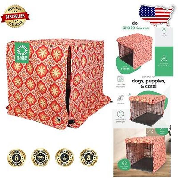 Elegant Double XL Dog Kennel Cover - 48" Cotton Canvas, Breathable & Durable