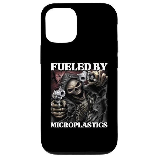 iPhone 12/12 Pro Fueled By Microplastics Funny Edgy Hard Skeleton Meme Case