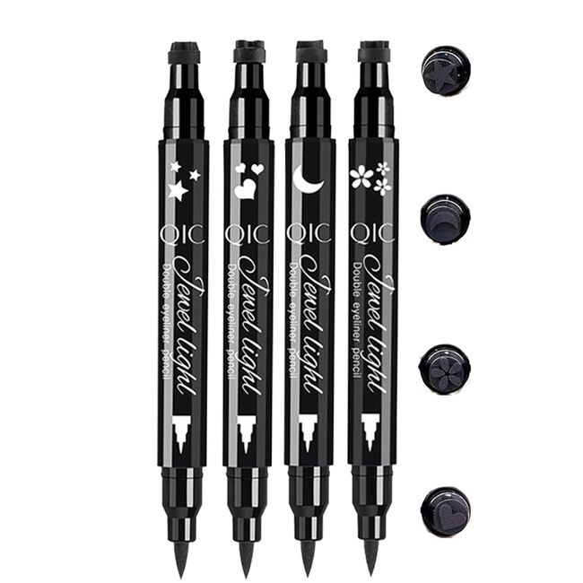 Winged Eyeliner Stamp 4 Pack Eyeliner Stamp Black Eye Liner Pencil Waterproof Smudge-Proof Eyeliner Stamp Liquid Long-Lasting Liquid Eye Liners for Women