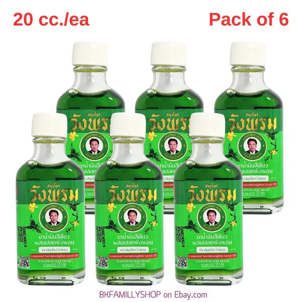 Thai Green Herbal massage Oil Wang Prom Original Barleria Aroma 20cc. X6