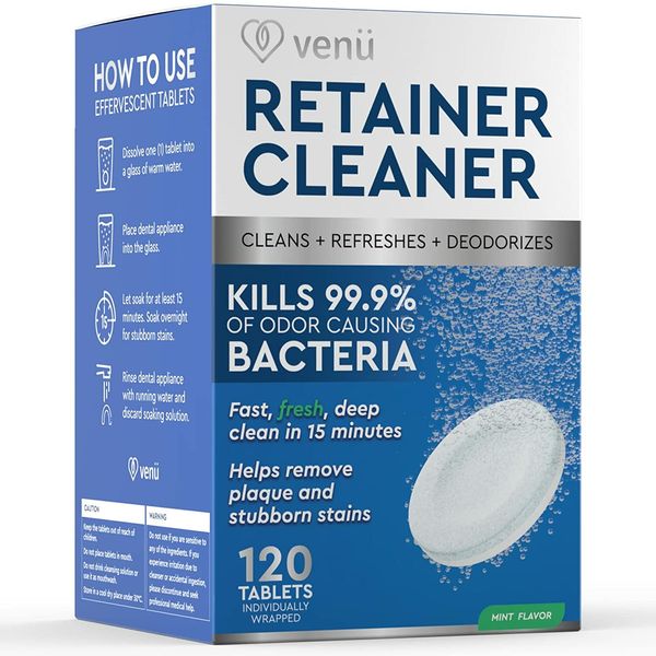 Retainer Cleaner 120 Denture Cleaning Tablets Stain Cleanser Plaque Remover