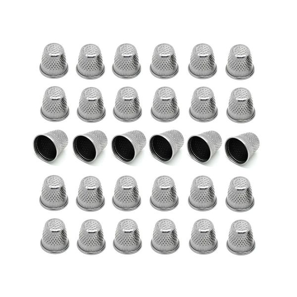 LGEGE 30PCs Silver Toned Vintage DIY Crafts Metal Sewing Thimbles, Sewing Thimble (Size (Approx):19mm x 18mm)