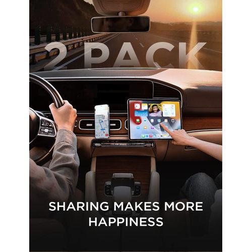 LISEN 2 Pack Magnetic Phone Holder for Your Car - 6 Military Magnets Vent Cell Phone Mount (Silver)