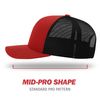 Richardson Unisex 112 Trucker Adjustable Snapback Baseball Cap, Split Red/Black, One Size Fits Most