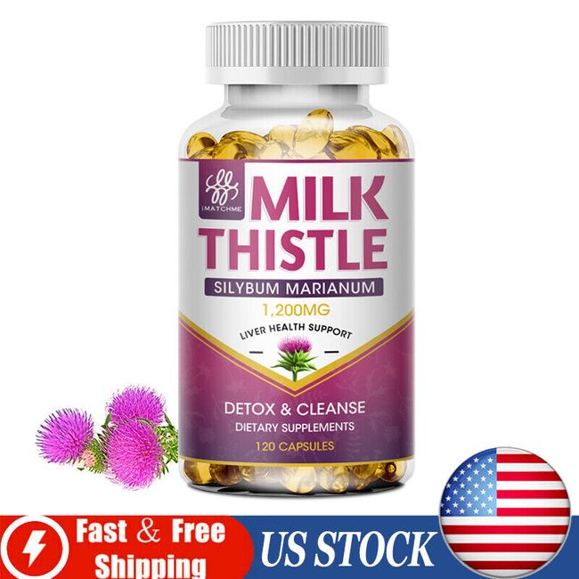 120pcs Milk Thistle (Silymarin) 1200MG Dandelion Root Capsules Liver Health