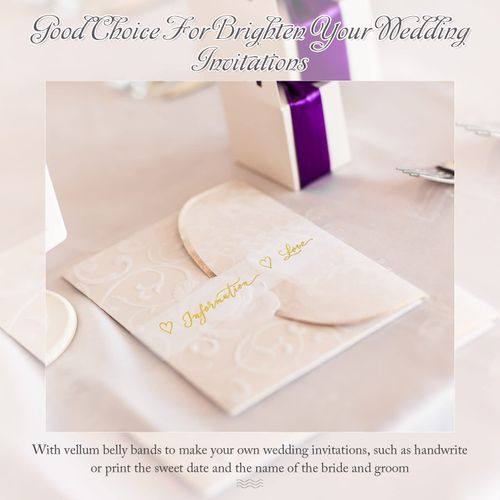 Yexiya 100 Pcs Vellum Belly Bands for 5x7 Invitations Clear Invitation Belly Bands Wedding Vellum Band for Envelopes Wraps Jackets Christmas Card Gift(Pure White Pattern, 1.5 x 12 Inch)