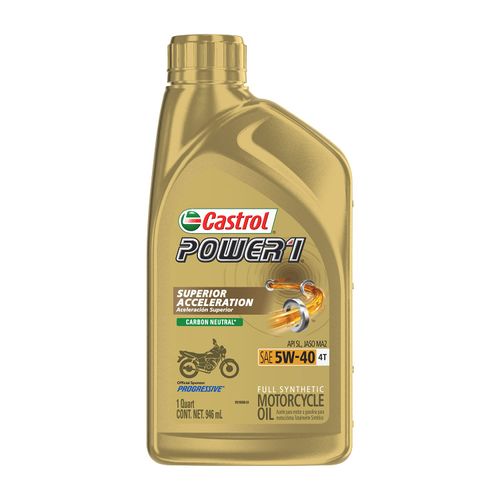 Castrol Power1 4T 5W-40 Full Synthetic Motorcycle Oil, 1 Quart, Pack of 6