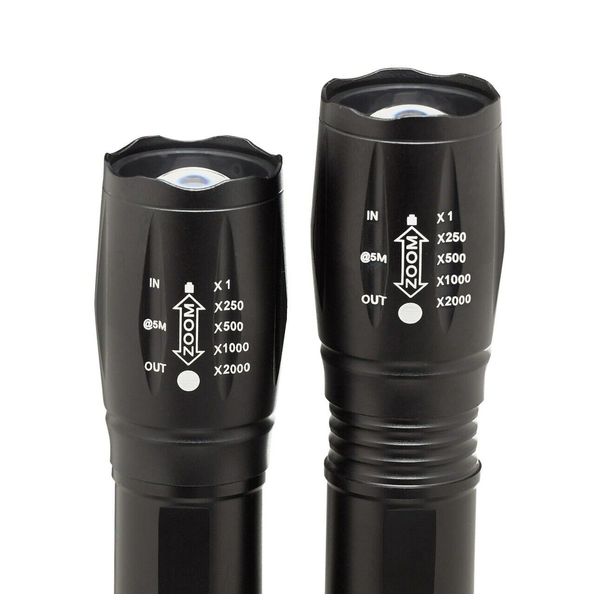 LED tactical Zoomable flashlight, High Lumen Waterproof Aluminum Body, 2 Pack
