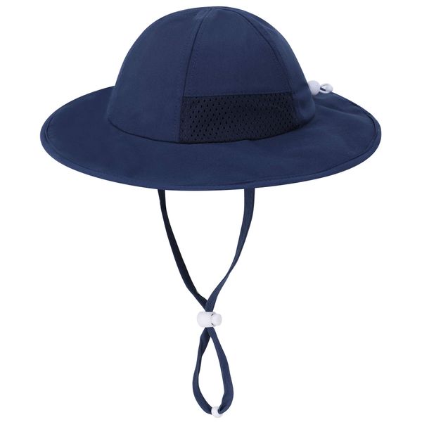 Simplicity Infant Bucket Hat Navy Packable Baby Sun Protection Hat Beach Adjustable for Baby Boys, Navy / 0-12 Months