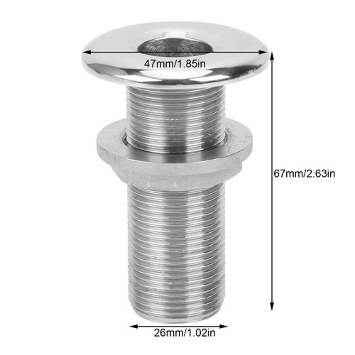 Board Passage Screw Connection 73 mm 316 Stainless Steel Water Drain Outlet Universal Breakthrough Board Through for Boats, Yachts, Marine
