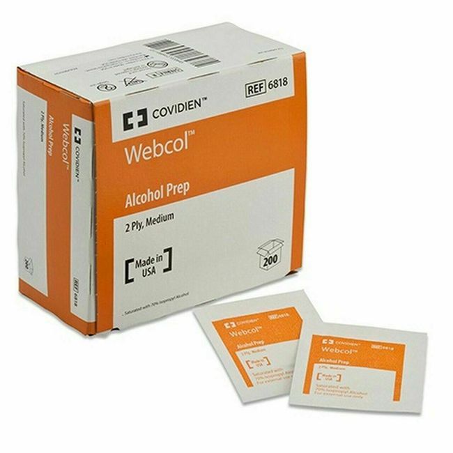 6818 Webcol Alcohol Prep Pads Sterile Medium - 1 Pack of 100