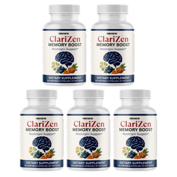 ClariZen Natural Nootropic Formula for Memory & Focus Support - 5 Bottles