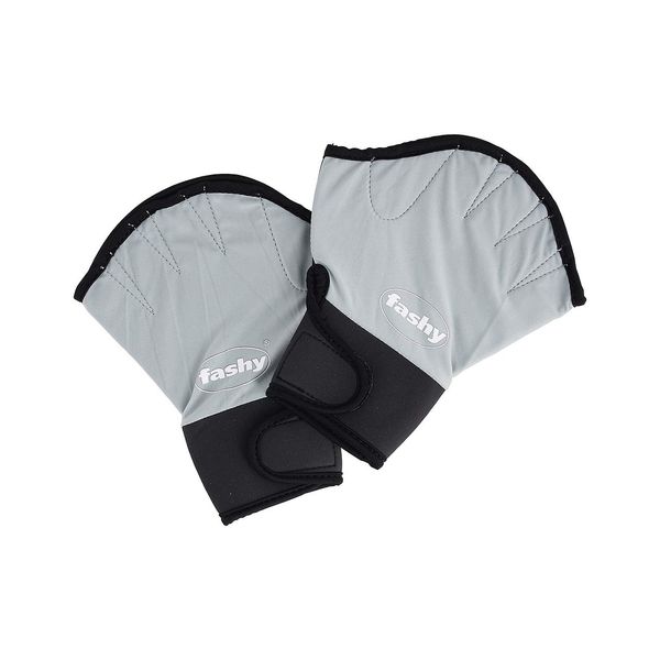 Fashy Neoprene Training Gloves with Velcro - Silver/Black, Large