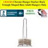 3 RACKS Chrome Hanger Storage Stacker Rack Triangle Shaped Base Adult Hangers