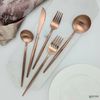 20 Piece Matte Copper Flatware Set Stainless Steel Thin Handles Service For 4
