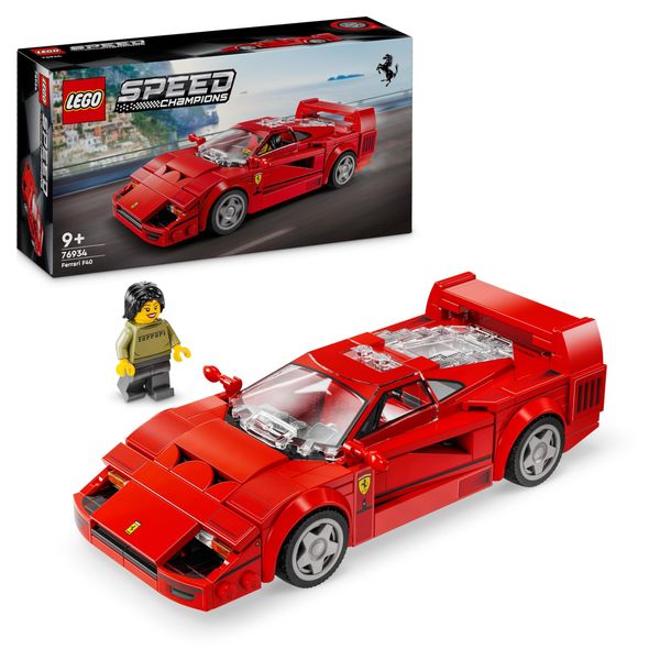 LEGO Speed Champions Ferrari F40 Supercar Buildable Vehicle, Toy Model Car for 9 Plus Year Old Boys and Girls, with Driver Minifigure, Kids' Bedroom Decoration, Gift Idea 76934