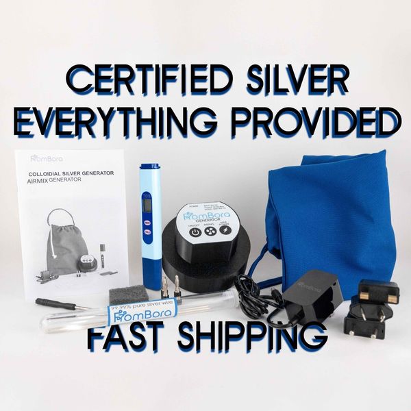 Colloidal Silver Generator Kit Certified Pure Silver 12ga 99.99% AirMix Frombora