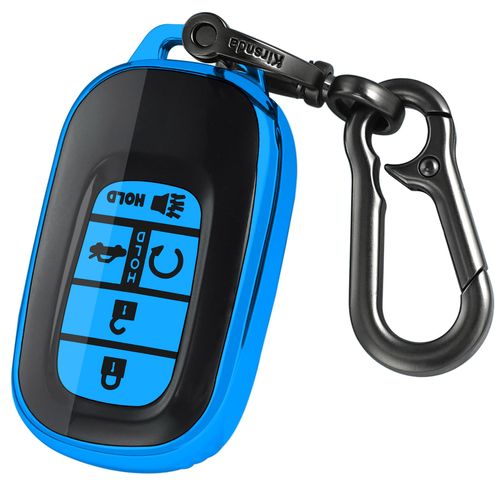 Kirsnda for Honda key fob cover,case with keychain,Soft TPU Protection key Shell/skin,5 Buttons fit 2022 2023 Accord Civic HR-V CR-V Pilot Remote Key(blue)