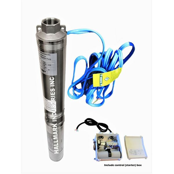 Submersible Pump, Deep Well, 4", 3HP/230V, 625', all S.S. Hallmark Industries