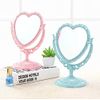 Queen-b Tabletop Mirror, Heart Shape, Cute, Stylish, Makeup, Cosmetics, Beauty, Makeup Mirror, Stand, 360° Rotation, Girls, Princess, Convenient Desk, Gift (Beige)