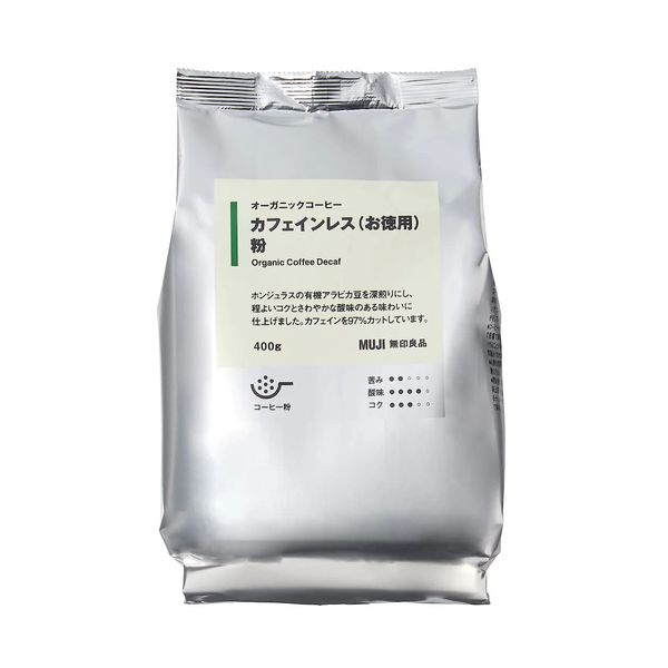 MUJI 44952399 Organic Coffee, Caffeine-less (For Value), Dark Roast Powder, 14.1 oz (400 g)