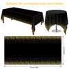 NEBURORA 1 Pack Black and Gold Party Tablecloth Plastic Tablecloth 137x274cm Gold Dot Confetti DisposableTable Cover Rectangular Party Table Cover for Picnic, Baby Shower, Halloween, Birthday