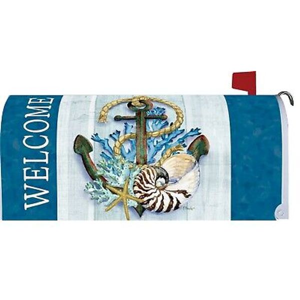 Welcome Anchor Coral Starfish Shell Magnetic Mailbox Cover