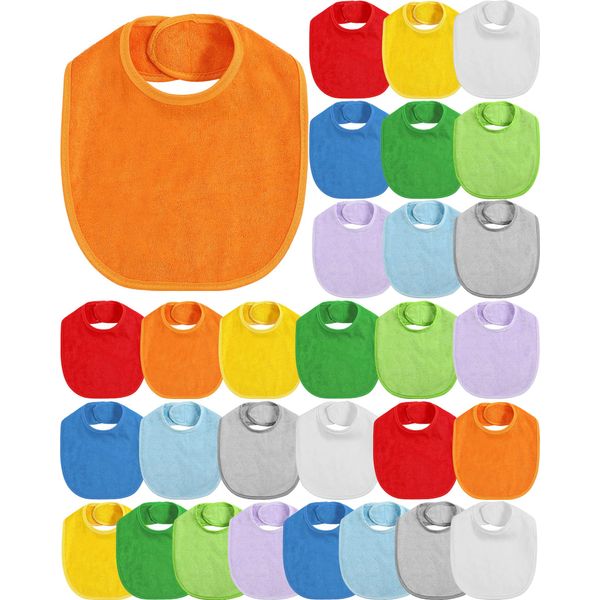 JaGely 30 Pack Baby Drool Bibs for Boys Girls Multicolor Solid Terry Cotton Unisex Waterproof Feeder with Fiber Filling Adjustable Newborn Teething and Drooling(30 Pcs)