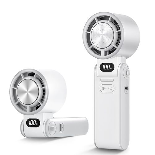 Lilampts Portable Handheld Turbo Fan with Cooling Plate, 1–100 Stepless Speeds Rechargeable Personal Mini Fan, Perfect Summer Gift for Office Camping Travel Outdoor(White)