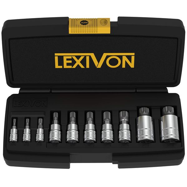 LEXIVON XZN Triple Square Spline Bit Socket Set, Size M4 M5 M6 M8 M10 M12 M14 M16 M18 | Allen Key Socket Multiple Teeth 10 Pcs Set, for Torque Wrench, Ratchet Wrench, Impact Power Drills (LX-145)