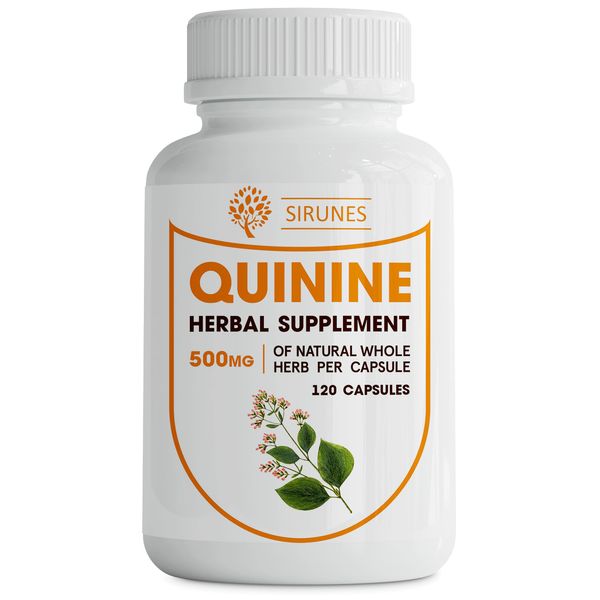 SIRUNES Quinine Capsules - Cinchona Officinalis Bark Herbal Supplement for Leg Cramping Relief, Cramp Defense and Overall Digestive Health - All-Natural Quinine Pills, 1000mg, 120 Tablets