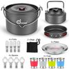 Odoland 22pcs Camping Cookware Mess Kit, Large Size Hanging Pot Pan Kettle wi...