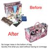 IGNPION Printed Handbag Insert Organiser with 13 Pockets, Expandable Zipper Bag, Shopping Bag, Organiser, Nappy Bag, Insert with Handle, Peony