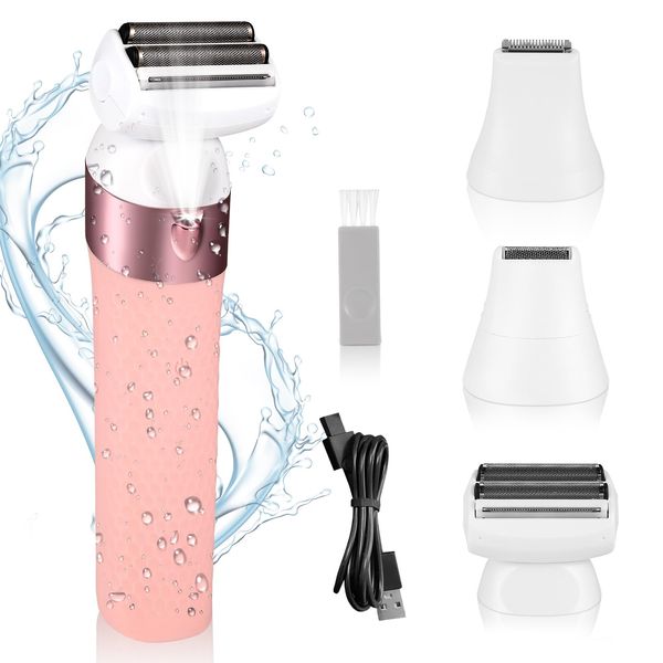 Epilierer Damen 3 in 1 Rasierer Damen Stainless Steel ABS Damenrasierer Elektrisch Intimrasierer Für Frauen Wiederaufladbarer Trimmer Damen mit USB-Ladestation