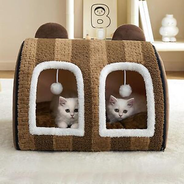 Pet Cat House Self Warming Plush Bed Pet Bed for Dogs Cat Indoor Puppy