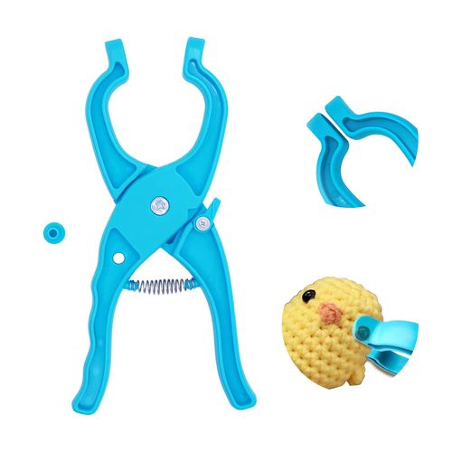 Upgraded Safety Eye Tool for Crocheting,Safety Eye Plier for Stuffed Animals,Dolls and DIY Craft Projects,Crochet Tool for Attaching Crochet Safety Eye,Safety Eye Snapper Ergonomic Design (Blue)