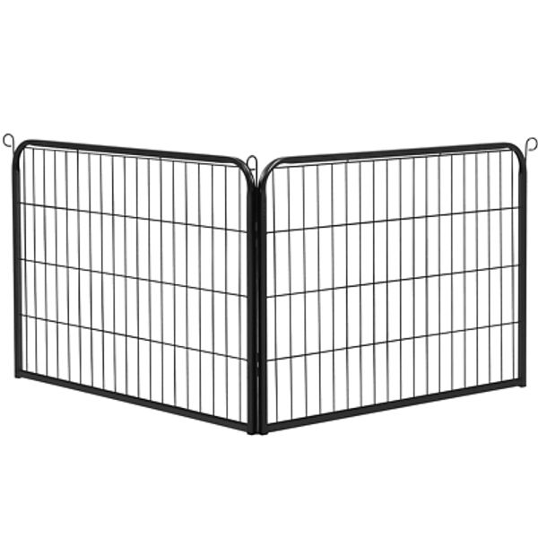 24"H Heavy Duty Black Iron Dog Playpen, 2 Panels, Secure Pet Enclosure