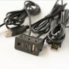 Dashboard Flush Mount Car AUX Extension Dual USB Type-C Port Panel Cable Adapter