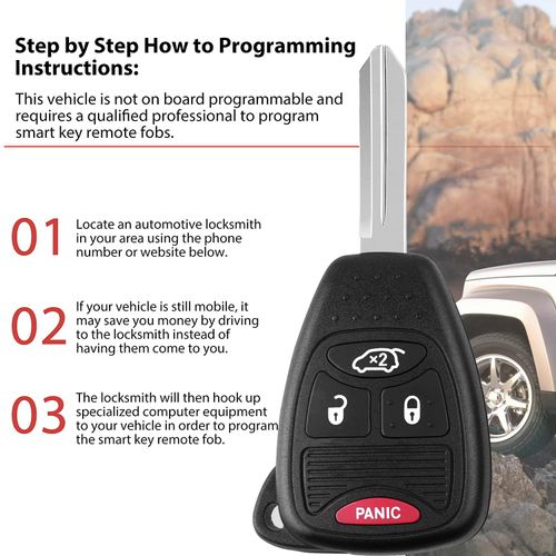 4 Buttons Key Fob Replacement fits for Chrysler 300c 200 Sebring Aspen, Dodge Charger Avenger Nitro,Jeep Commander Grand Cherokee Liberty Keyless Entry Remote Fobs P/N: OHT692427AA (Pack of 2)