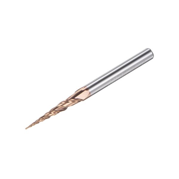 uxcell Taper Ball Nose End Mill, TiSiN Coating, Solid Carbide 2 Flutes, Spiral Milling Machine, 0.01 inch (0.25 mm) Radius, 0.02 inch (0.5 mm) Diameter, 0.1 inch (4 mm) Shank, Length 2.0 inches (50 mm), 9.76 Degree Angle