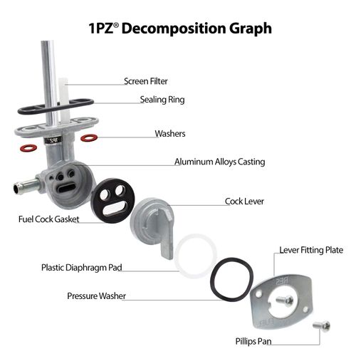 1PZ SL1-P01 Upgraded Fuel Gas Tank Petcock Valve Replacement for Yamaha YFS200 YFM250 350 400 600 YFZ350 YFZ450 Suzuki DRZ400 FZR600 LT80 LTZ250 LTZ400 Raptor 660 Wolverine Banshee 350 Grizzly Blaster