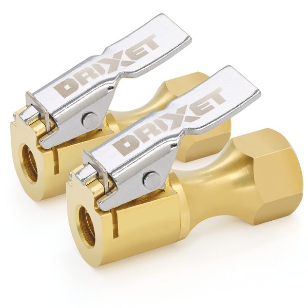 Tire Air Chuck Quick Connect - Closed Flow Heavy-Duty Locking Air Chucks for Tires - 250 PSI Rated Brass Air Compressor Tire Inflator Attachment, 1/4'' Female NPT Thread Fits Most Air Hoses - 2 Pack