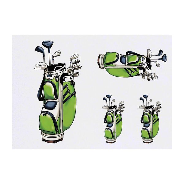 4 x 'Golf Bag Filled with Clubs' Temporary Tattoos (TO00074342)