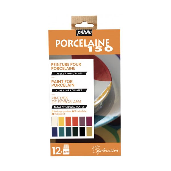 Pebeo Porcelain 150 Water Based Acrylic Paint for Ceramic Discovery Set (20ml x 12 Colors)