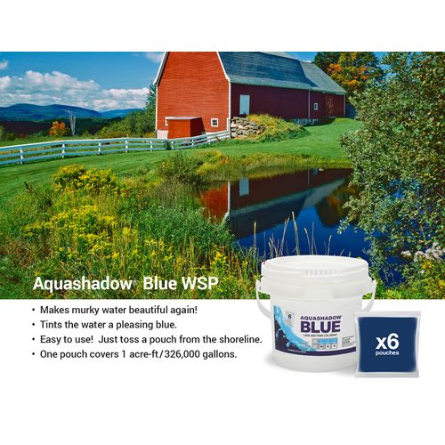 Aquashadow Blue Pond Dye 6 Pack Water-Soluble Toss-in Packets for Fast, Natural Color and UV Protection. Fish Safe, No Restrictions and Easy Use for Lakes, Ponds, Decorative Water Features