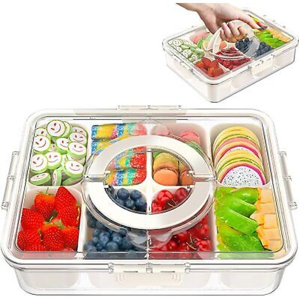 Snackle Box Container Divided Serving Tray Portable Snack Candy Fruits(1 Pack)