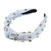 VOCOSTE Light Blue Headband Full of Diamonds Knot Women Fashion Pleated Headband Versatile Outer Hair Accessories 1pc
