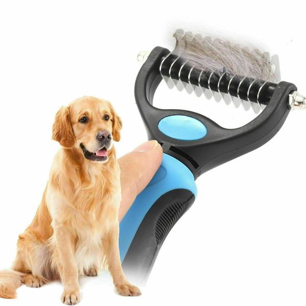 Dog Cat Groomer, Pet Fur Knot Cutter Remover Grooming Metal Rake Brush Comb